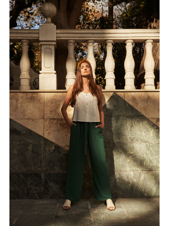 Moodo Malachitzöld bő szárú nadrág Moodo