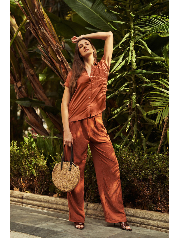 Moodo Barna bő szárú nadrág Moodo