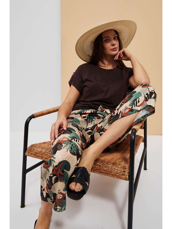 Moodo Sötétbézs mintás kullotes nadrágok Moodo