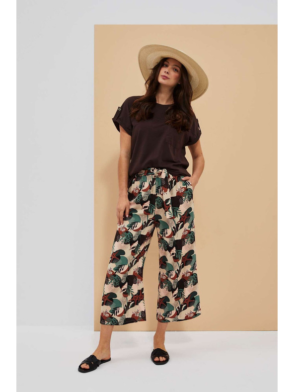 Moodo Sötétbézs mintás kullotes nadrágok Moodo