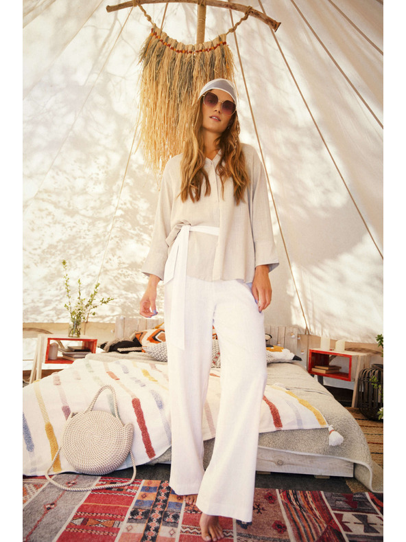 Moodo Moodo lenvászon nadrág bő szabással