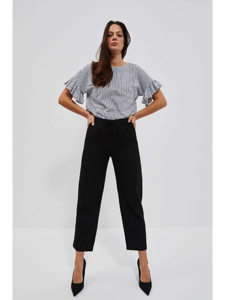 Moodo Fekete len egyenes szárú nadrág Moodo