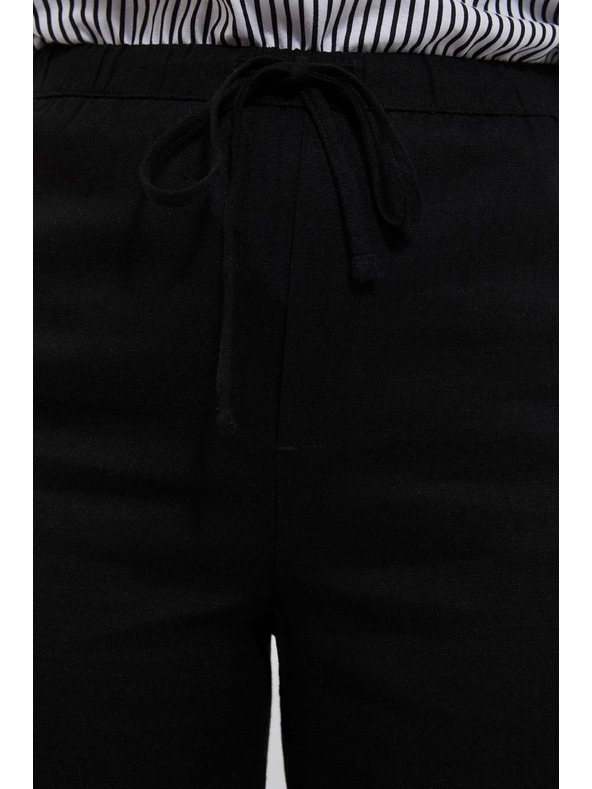 Moodo Fekete len egyenes szárú nadrág Moodo