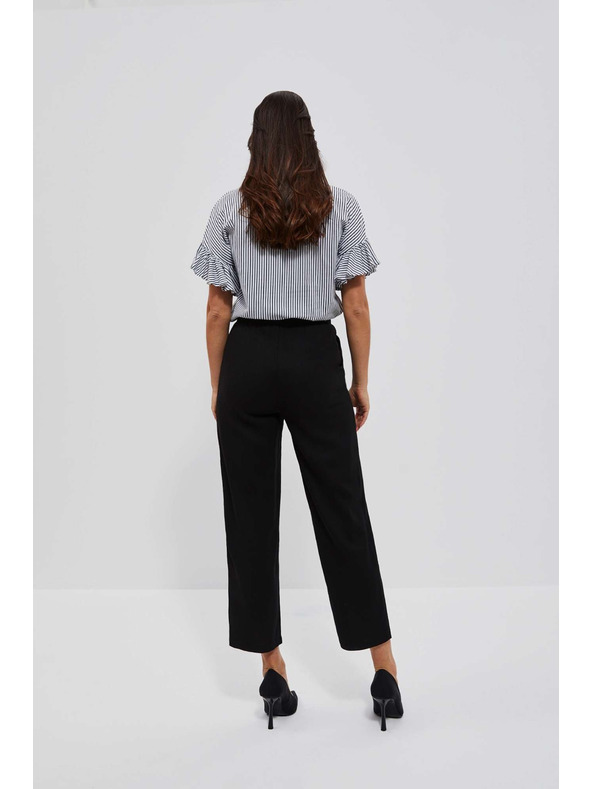 Moodo Fekete len egyenes szárú nadrág Moodo
