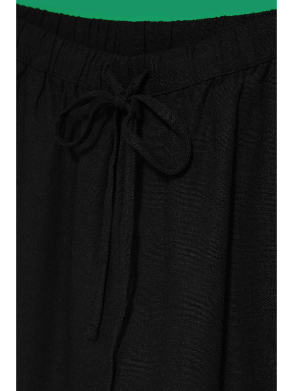 Moodo Fekete len egyenes szárú nadrág Moodo