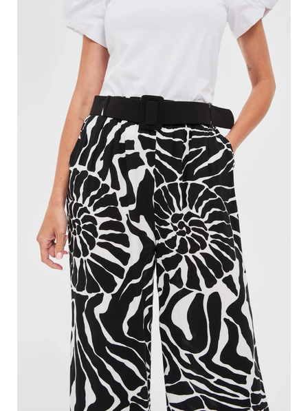 Moodo Viszkóz fekete nadrág övvel Moodo