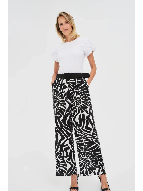 Moodo Viszkóz fekete nadrág övvel Moodo