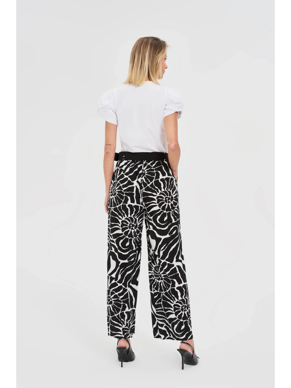 Moodo Viszkóz fekete nadrág övvel Moodo