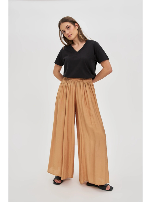 Moodo Viszkóz bézs széles szárú nadrág Moodo