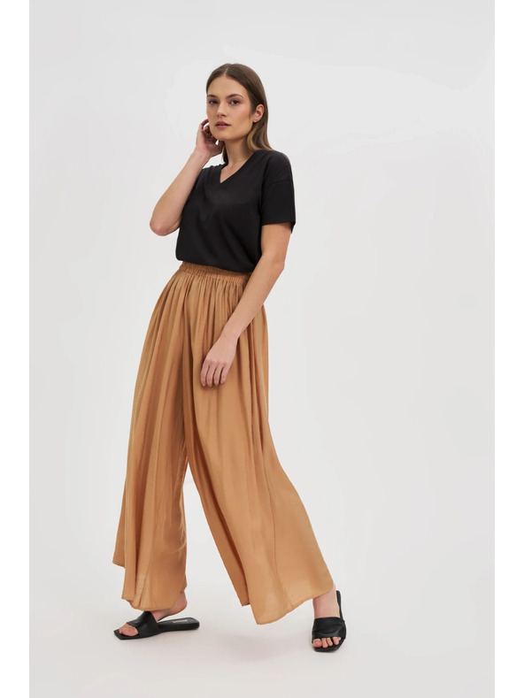 Moodo Viszkóz bézs széles szárú nadrág Moodo