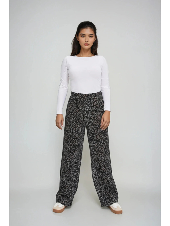 Moodo Fekete leopárd mintás nadrág Moodo