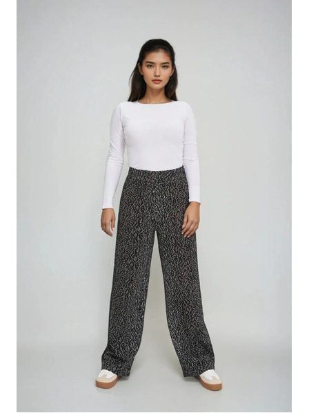 Moodo Fekete leopárd mintás nadrág Moodo