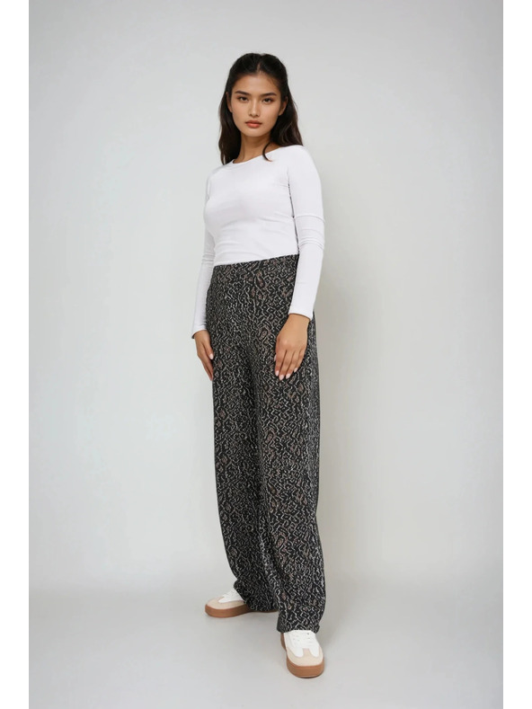 Moodo Fekete leopárd mintás nadrág Moodo