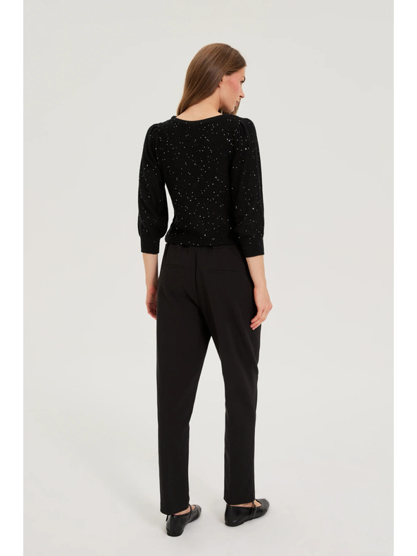 Moodo Fekete strukturált egyenes szárú nadrág Moodo