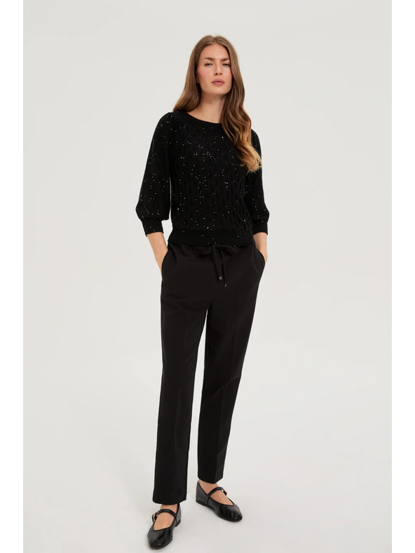 Moodo Fekete strukturált egyenes szárú nadrág Moodo