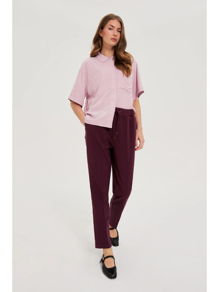 Moodo Bordó strukturált egyenes szárú nadrág Moodo