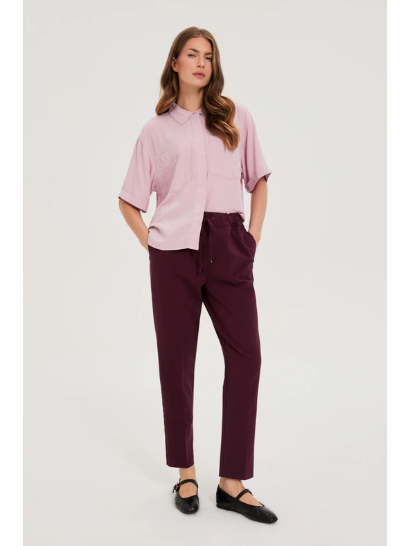 Moodo Bordó strukturált egyenes szárú nadrág Moodo