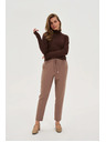 Moodo Sötét bézs strukturált egyenes szárú nadrág Moodo