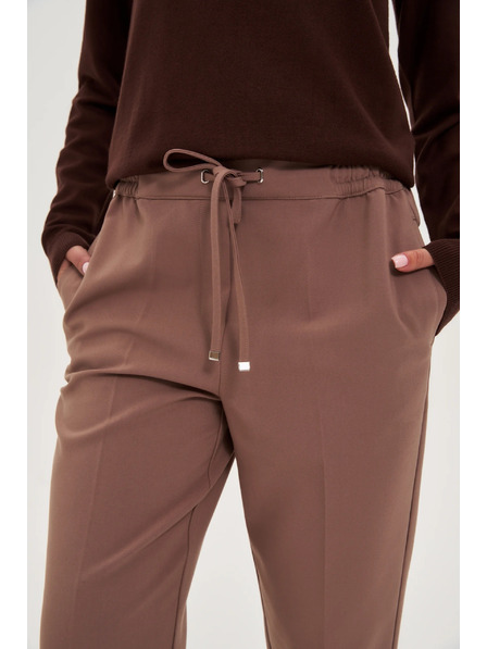 Moodo Sötét bézs strukturált egyenes szárú nadrág Moodo