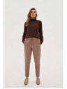 Moodo Sötét bézs strukturált egyenes szárú nadrág Moodo