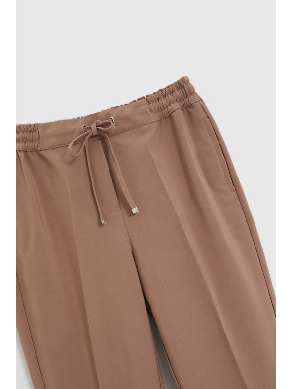 Moodo Sötét bézs strukturált egyenes szárú nadrág Moodo