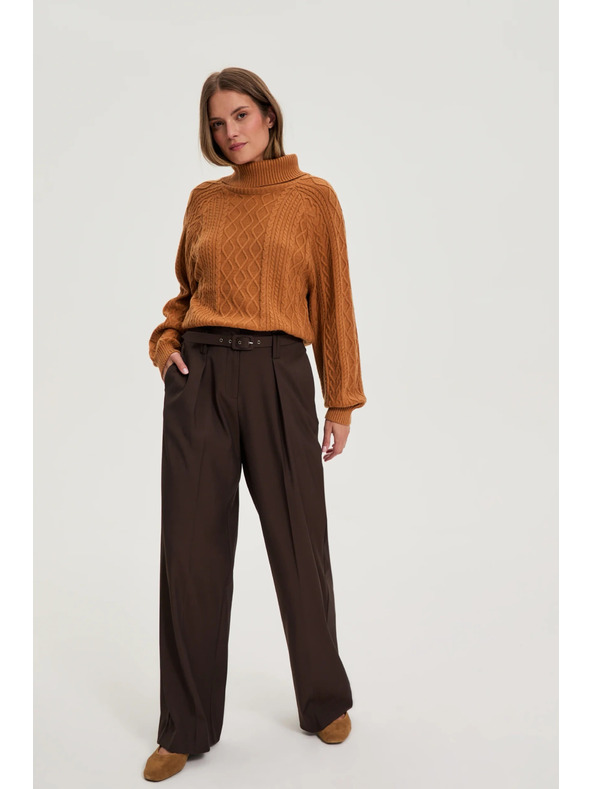 Moodo Barna strukturált nadrág övvel Moodo