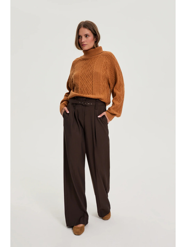 Moodo Barna strukturált nadrág övvel Moodo