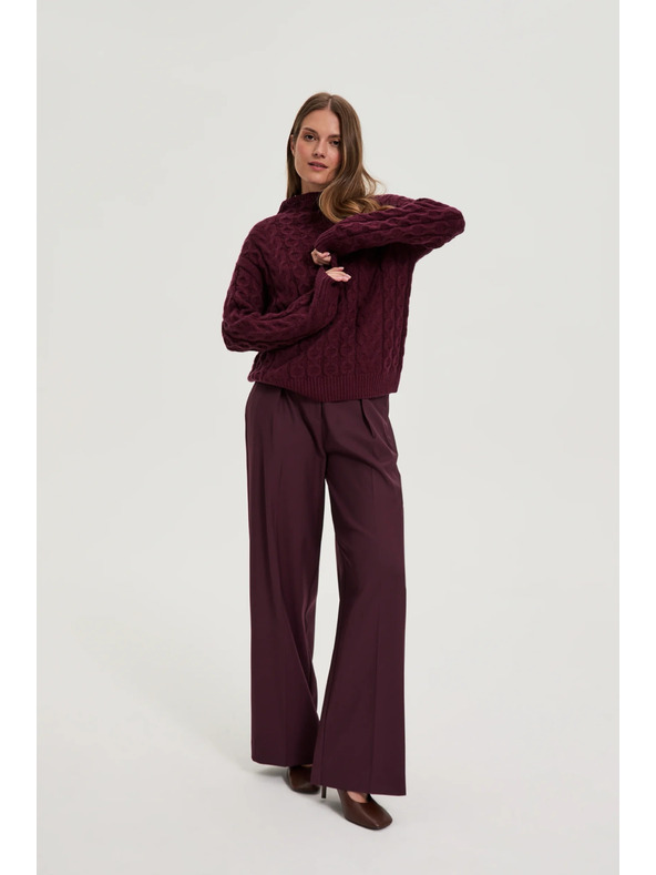 Moodo Bordó strukturált nadrág övvel Moodo