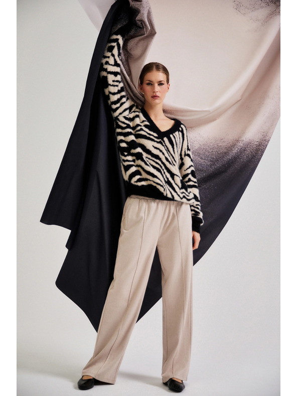 Moodo Bézs széles szárú nadrág Moodo