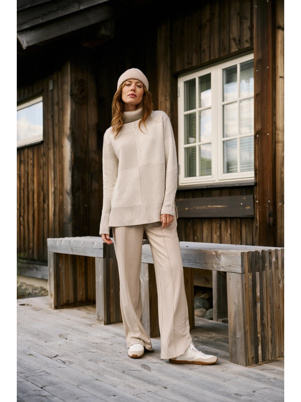 Moodo Bézs széles szárú nadrág Moodo