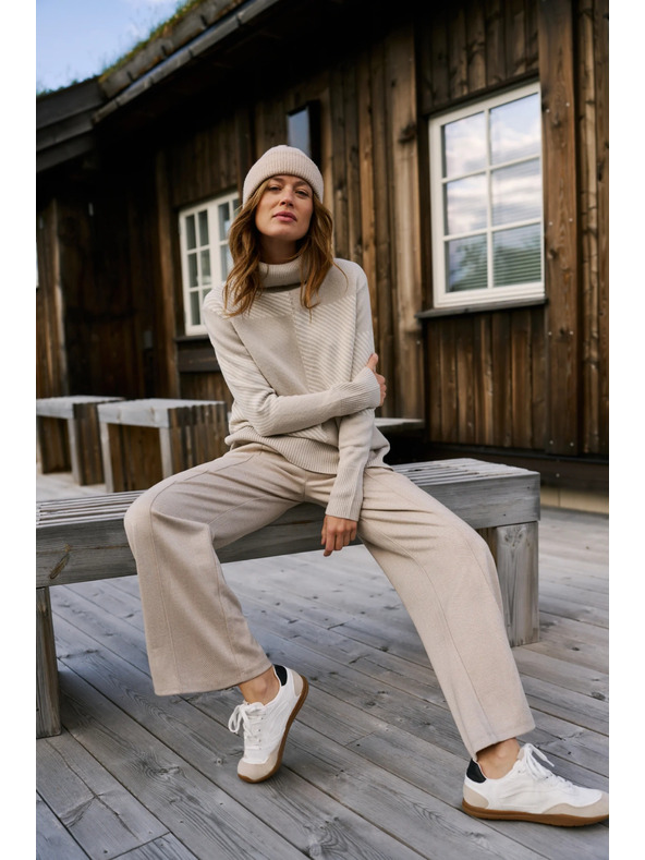 Moodo Bézs széles szárú nadrág Moodo