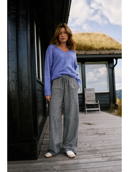 Moodo Szürke pamut széles szárú nadrág Moodo