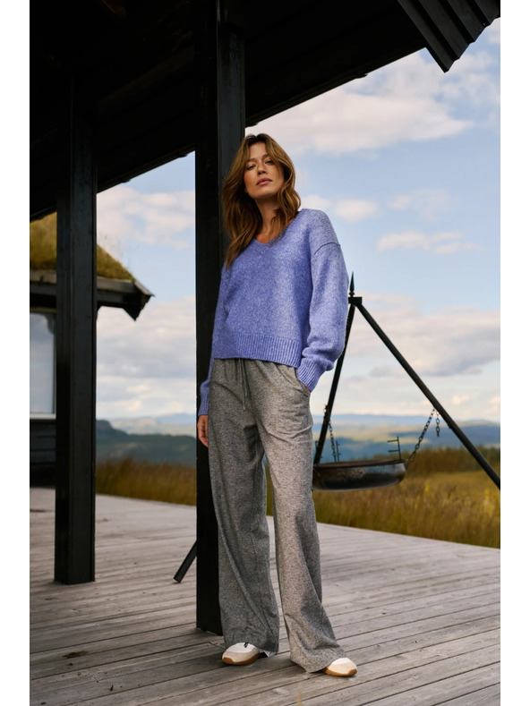 Moodo Szürke pamut széles szárú nadrág Moodo