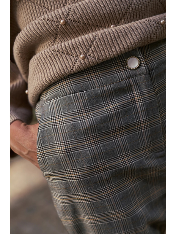 Moodo Moodo szürke kockás nadrág