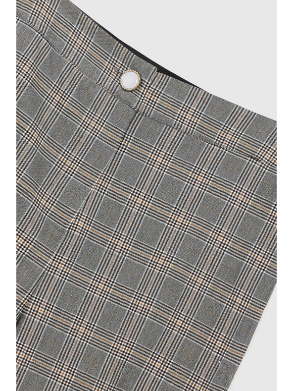 Moodo Moodo szürke kockás nadrág