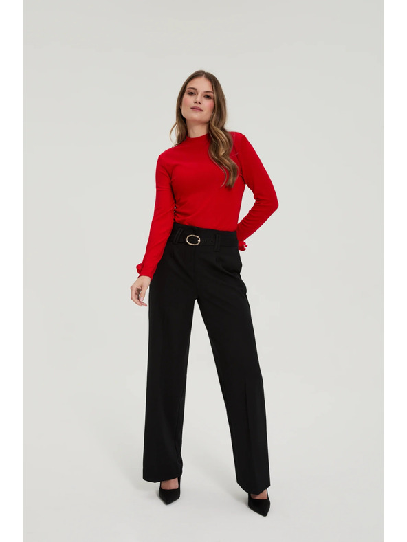 Moodo Fekete nadrág strukturált anyaggal és övvel Moodo