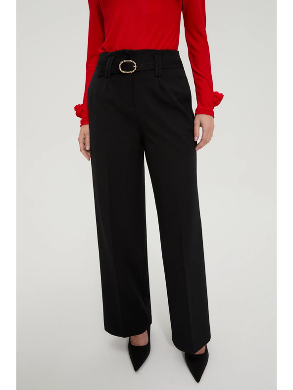 Moodo Fekete nadrág strukturált anyaggal és övvel Moodo