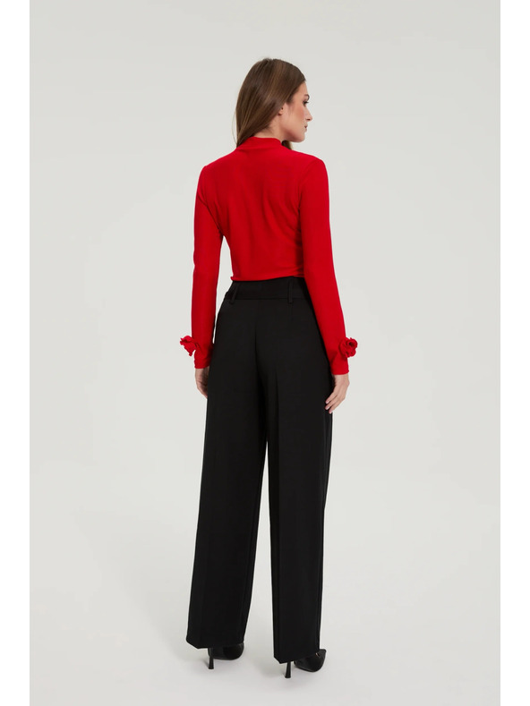 Moodo Fekete nadrág strukturált anyaggal és övvel Moodo