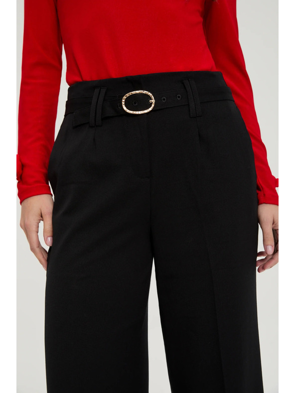 Moodo Fekete nadrág strukturált anyaggal és övvel Moodo