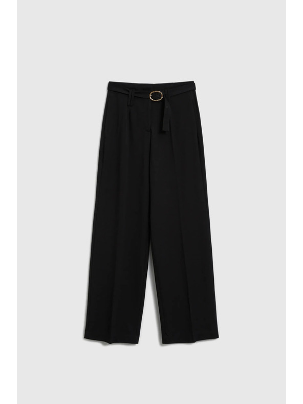 Moodo Fekete nadrág strukturált anyaggal és övvel Moodo