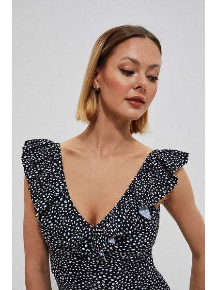 Moodo Egyrészes fürdőruha díszes dekoltázzsal fekete Moodo