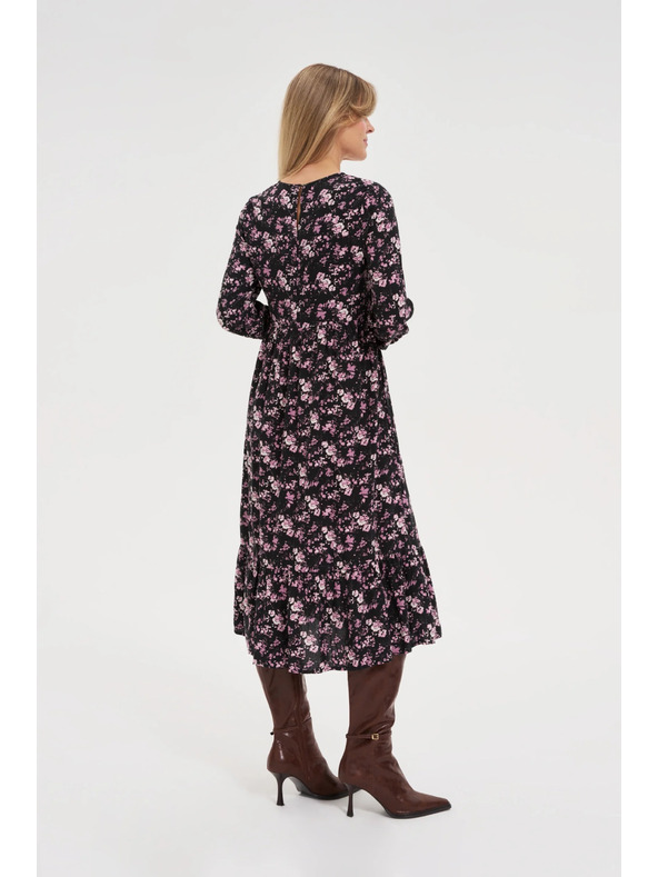Moodo Fekete midi ruha virágmintával Moodo