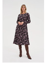 Moodo Fekete midi ruha virágmintával Moodo
