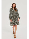 Moodo Bővülő virágmintás olívazöld ruha Moodo