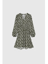 Moodo Bővülő virágmintás olívazöld ruha Moodo