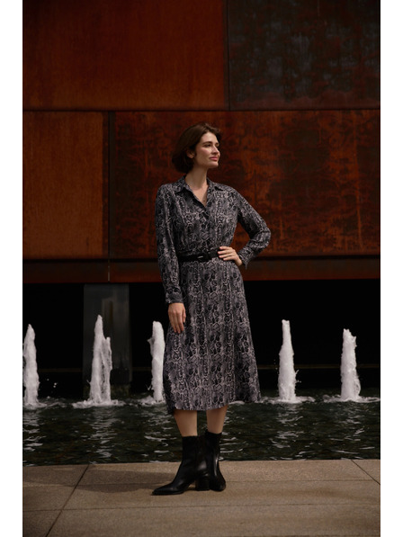 Moodo Szürke viszkóz ruha övvel Moodo