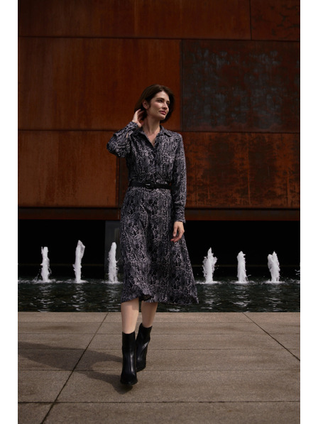 Moodo Szürke viszkóz ruha övvel Moodo