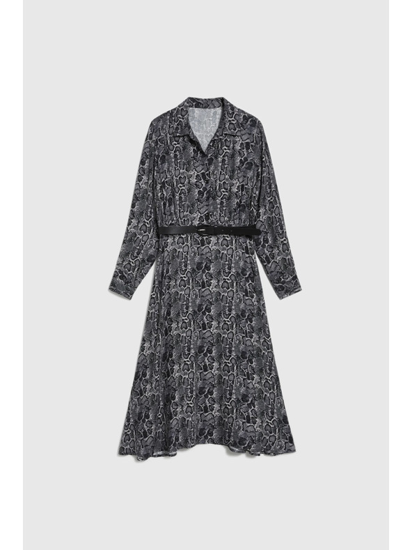 Moodo Szürke viszkóz ruha övvel Moodo