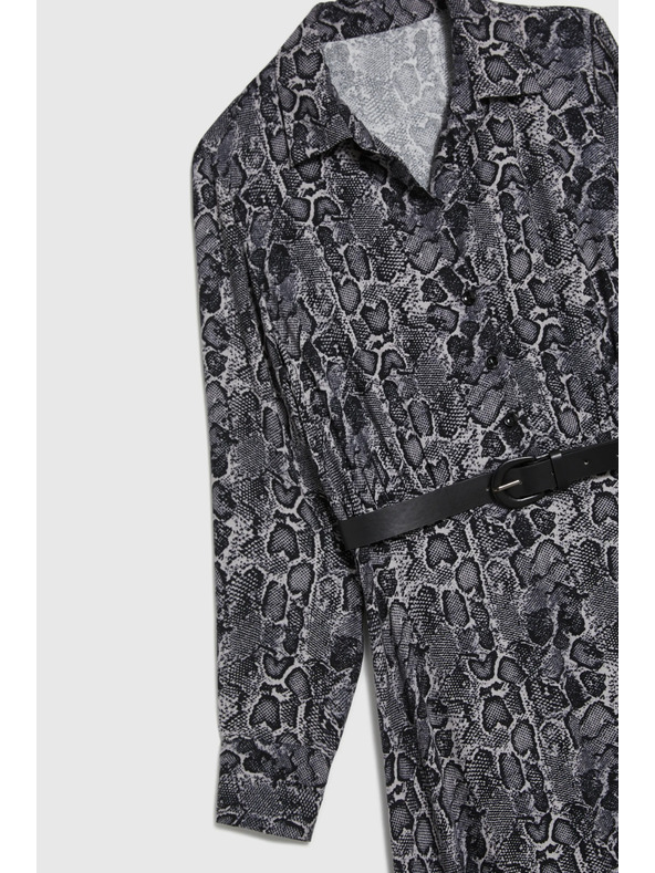 Moodo Szürke viszkóz ruha övvel Moodo