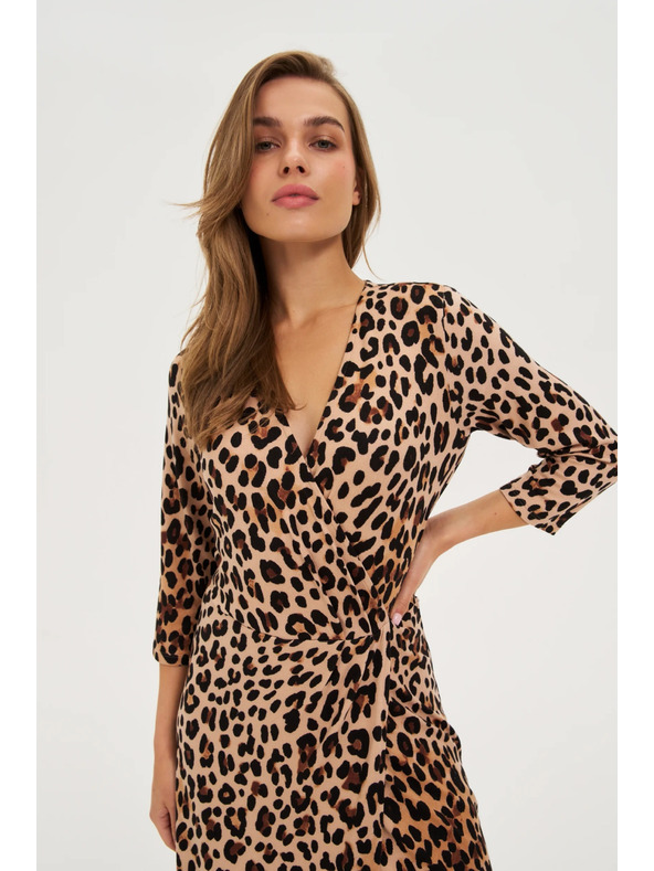 Moodo Bézs ruha leopárd mintával Moodo